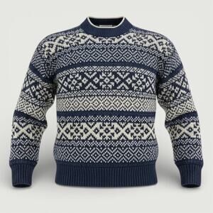 Eddie Bauer men’s fair isle cotton sweater men’s large blue vintage 90s